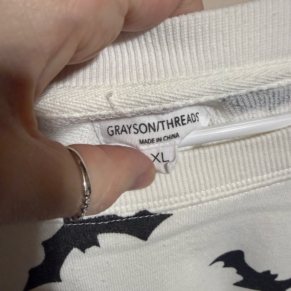 Grayson Threads White Top with Black Bat Design - Picture 3 of 4